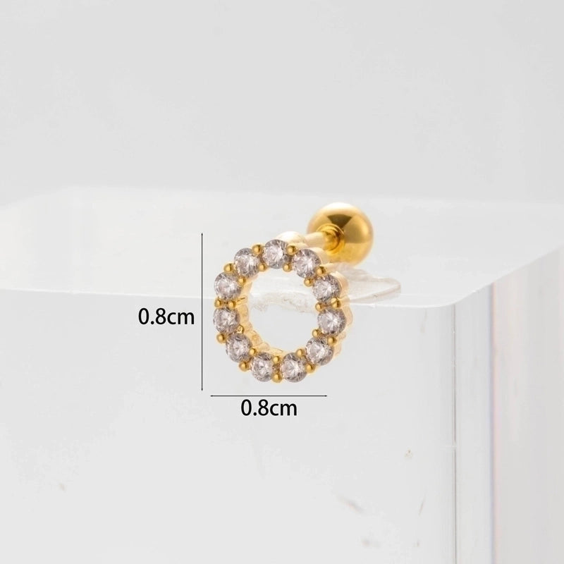 Ear Cartilage Rings & Studs Flower 316L Stainless Steel  Copper Inlaid Zircon