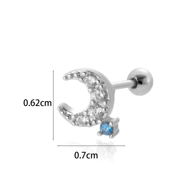 1 Piece Ear Cartilage Rings & Studs Minimalist Classic Style Star Moon Butterfly 316L Stainless Steel  Copper Plating Inlay Zircon