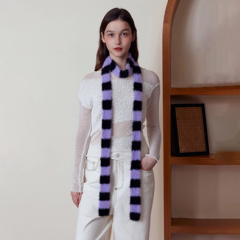 Women's Elegant Basic Color Block Nylon Scarf