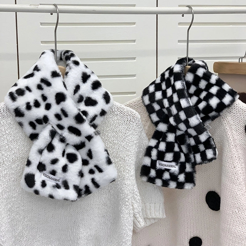 Women's Sweet Solid Color Plush Scarf
