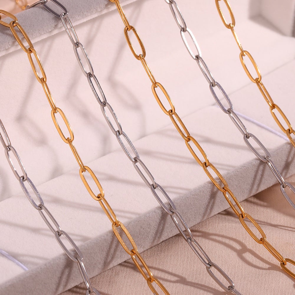 Minimalist Stripe Geometric Stainless Steel 18K Gold Plated Necklaces