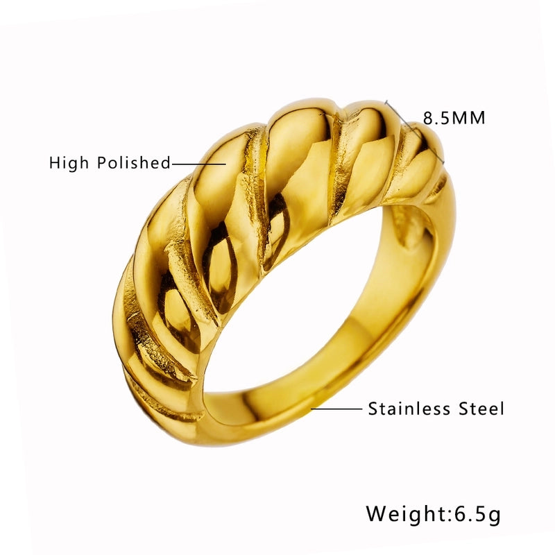 Vintage Style Baroque Style Minimalist Oval Twist Stainless Steel Titanium Steel Inlay Zircon Rings