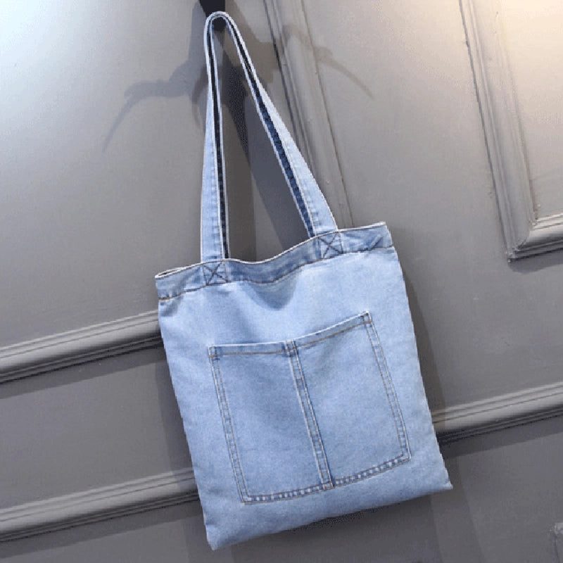 New Large Capacity Shoulder Bag Women's Casual Street Canvas Denim Shoulder Bag Shopping Bag Handbag