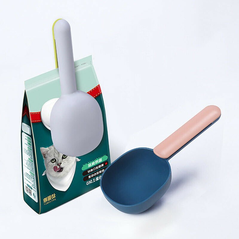 Dog Cat Feeding Scoop Feeder Spoon - Dark Blue/Pink