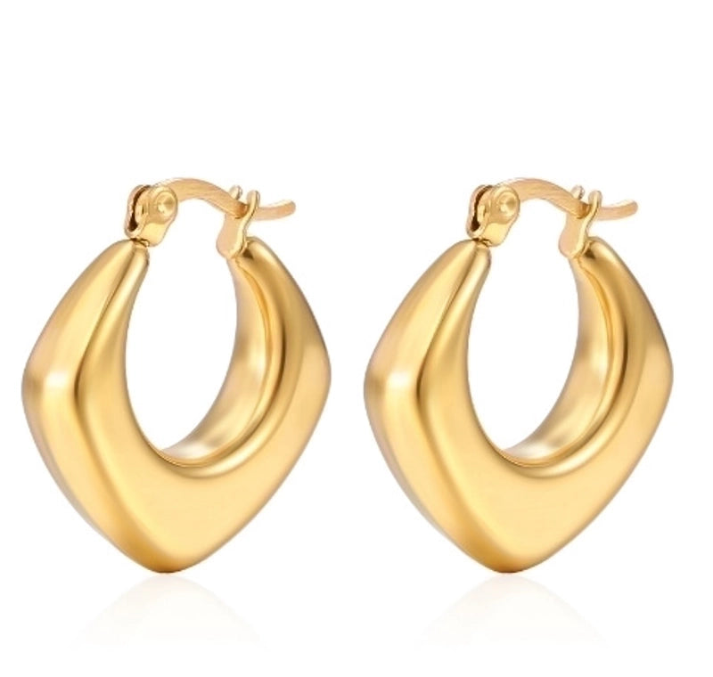 1 Pair Elegant Water Droplets Heart Shape Titanium Steel Hoop Earrings