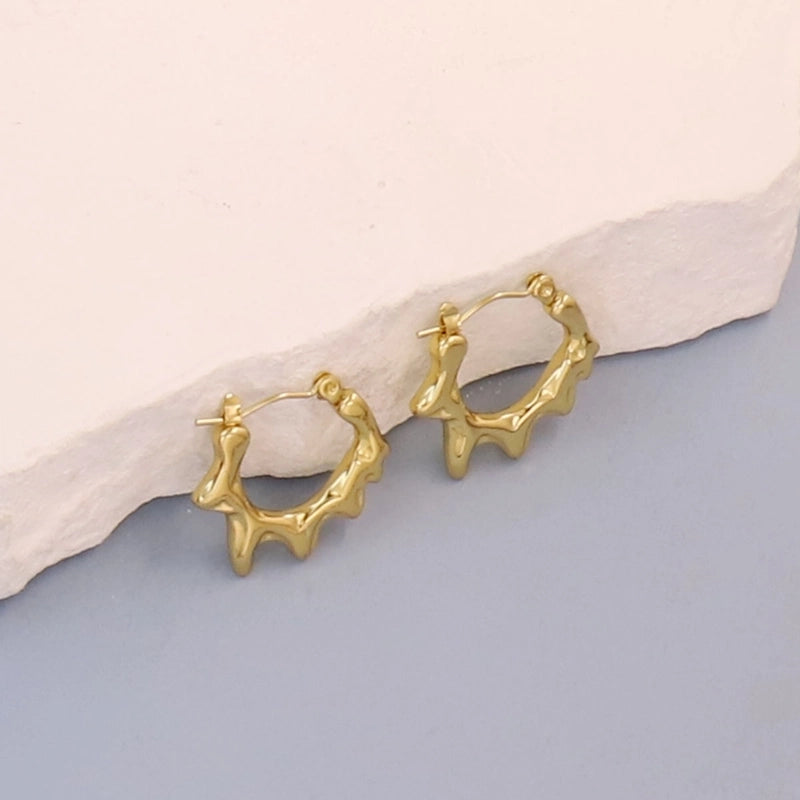 1 Pair Minimalist Pentagram Round Solid Color Plating 304 Stainless Steel 18K Gold Plated Earrings