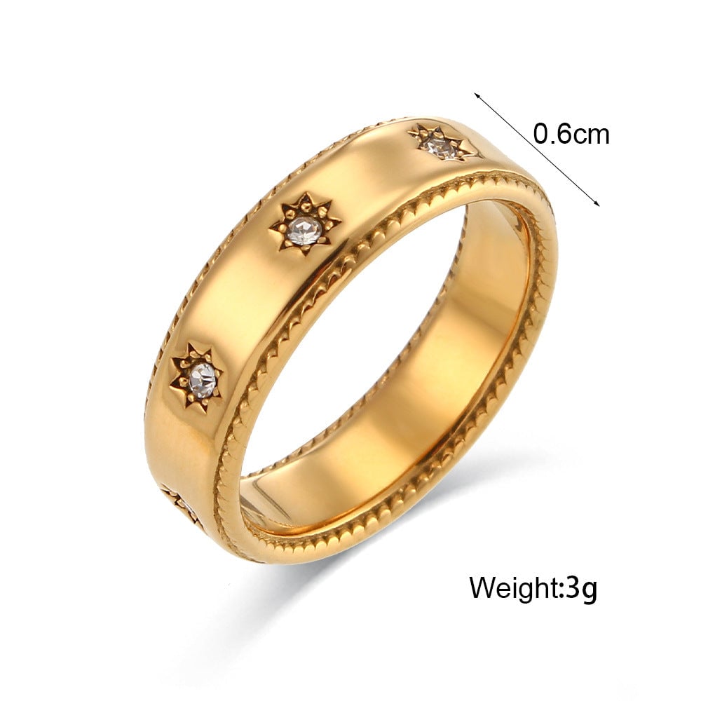 Minimalist Women Circle Geometric Stainless Steel 18K Gold Plated Rings