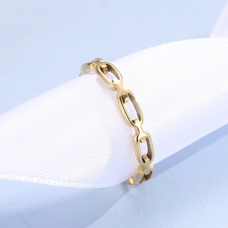 Minimalist Classic Style Solid Color Titanium Steel 18K Gold Plated Plating Chain Rings