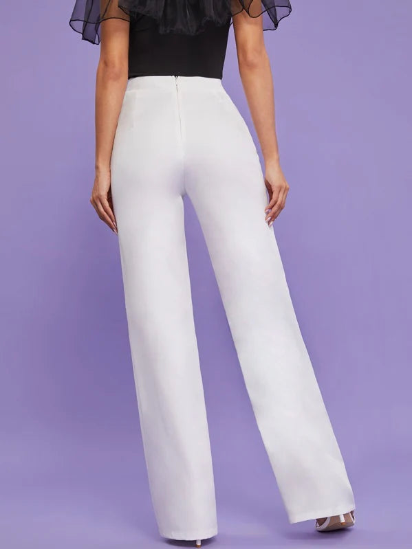 Wide Band Waist Zip Back Pants( Clearance sale