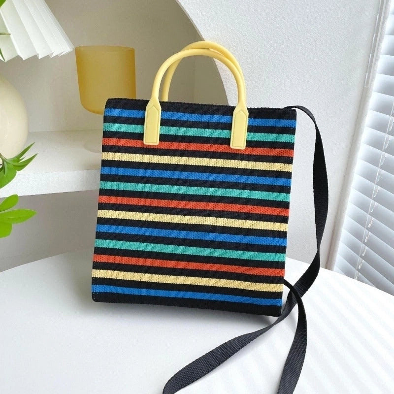 Women's Small Polyester Stripe Plaid Flower Vintage Style Open Crossbody Bag