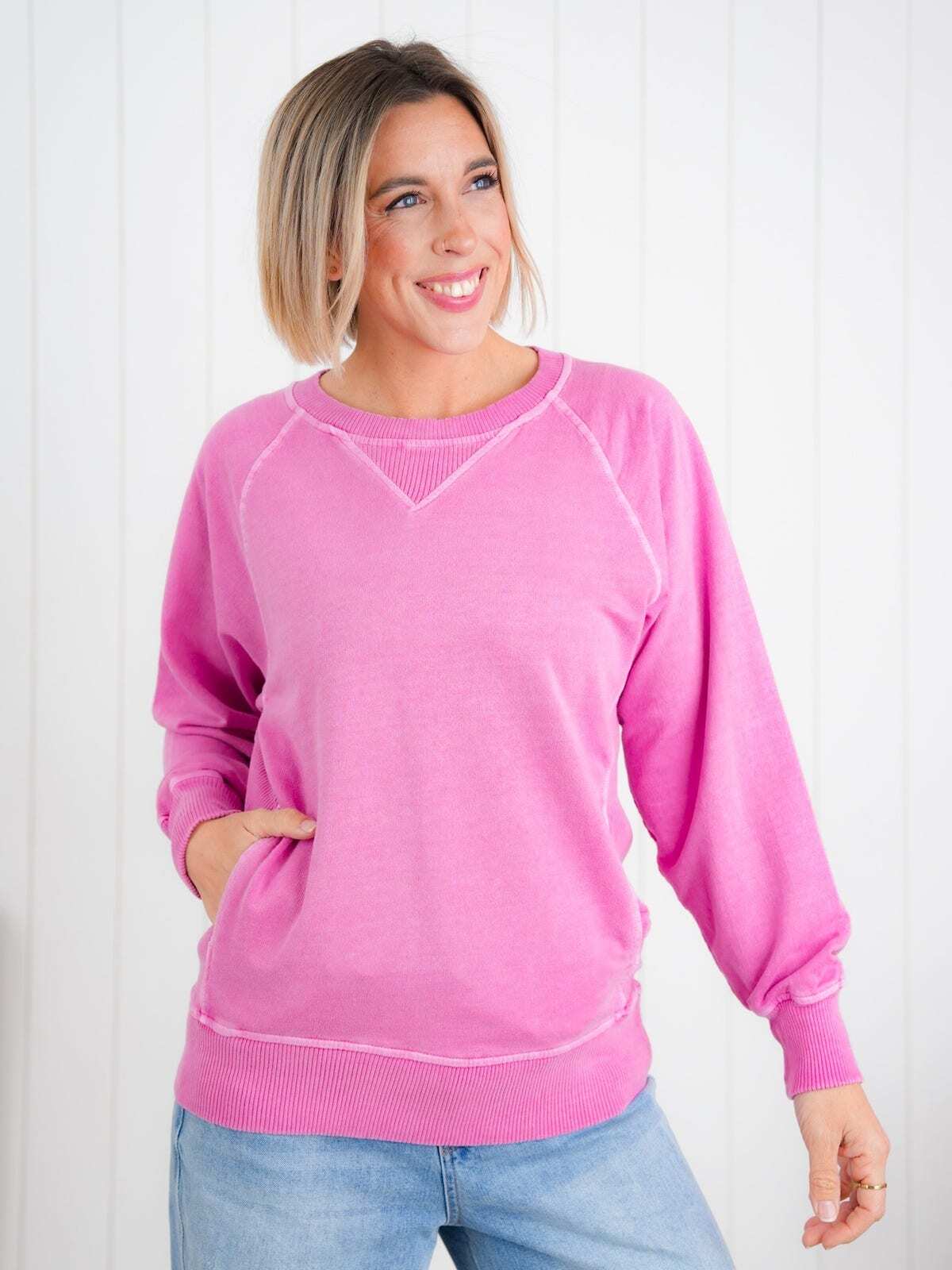 FINAL SALE⚡8 Packs for $24.95⚡ - Door Buster! Zenana Pigment Dyed French Terry Pullover w/ Pockets (Multiple Colors)