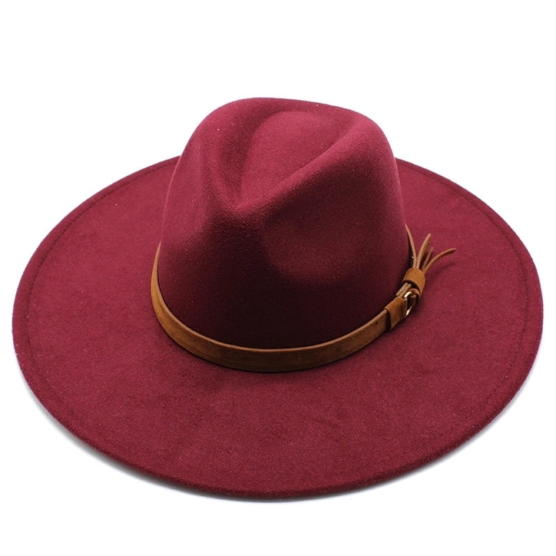 Unisex  Solid Color Flat Eaves Fedora Hat