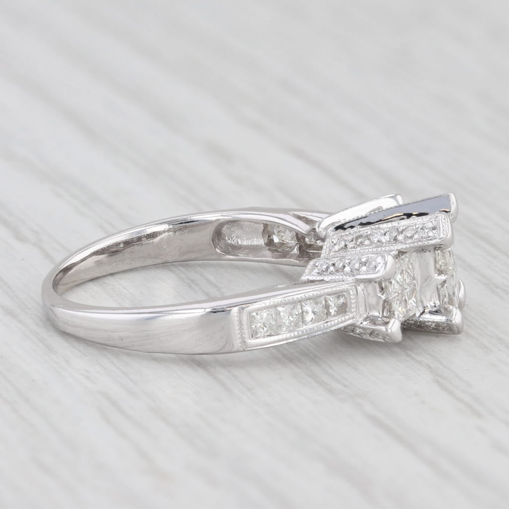 1.06ctw Princess Diamond Engagement Ring 14k White Gold Size 6 3-Stone
