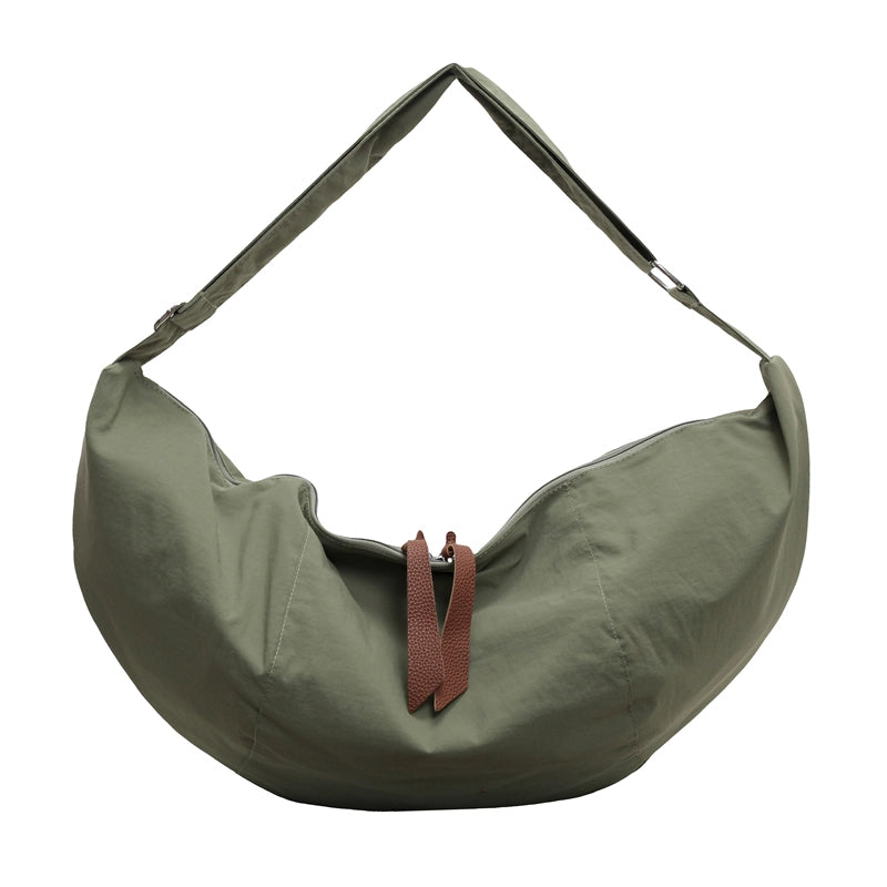 Women's Cloth Solid Color Streetwear Dumpling Shape Zipper Shoulder Bag Crossbody Bag Underarm Bag