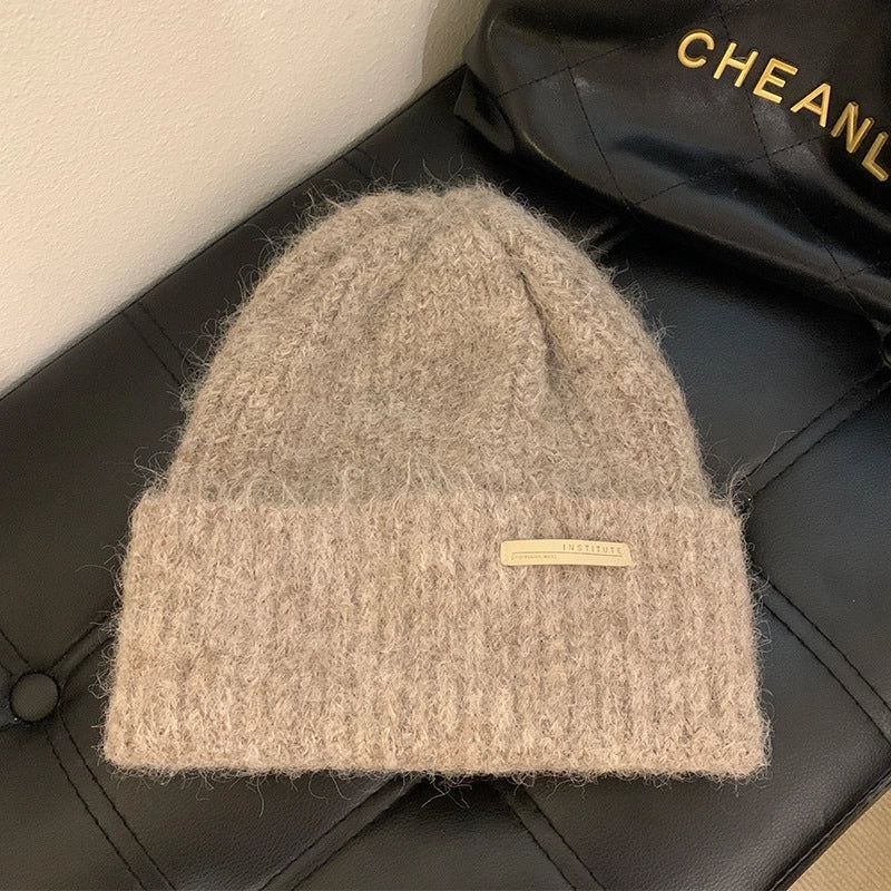 Heap Hat Autumn And Winter Big Head Casual Cold Hat Warm Hat Imitation Wool Couple Warm Wool Knitted Hat