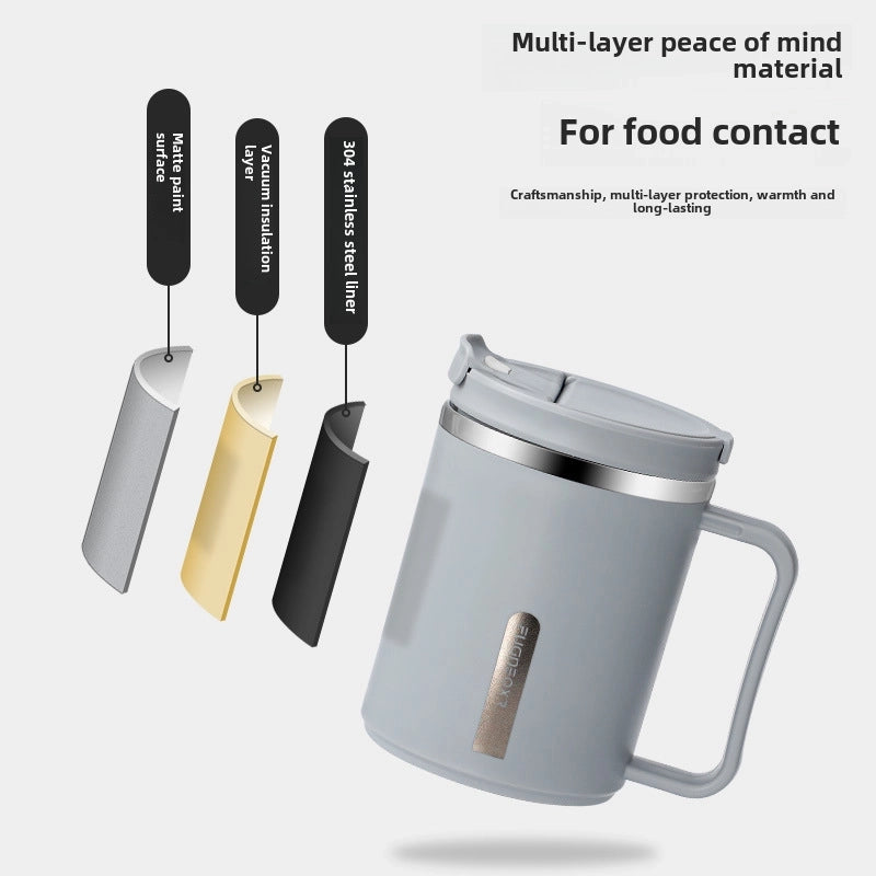 Stainless Steel Cup With Lid Mug With Spoon Office Cup Tea Cup Coffee Cup Thermos Cup For Girls And Boys