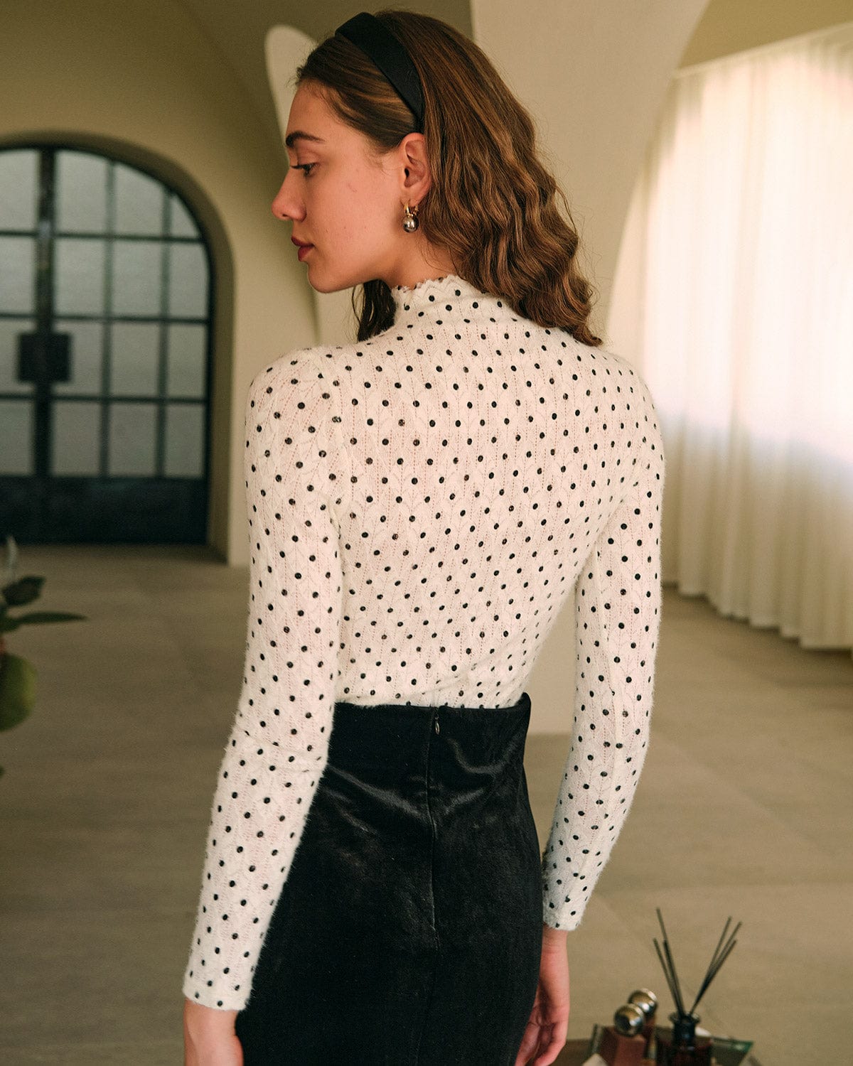 The Polka Dot Mock Neck Knit Top