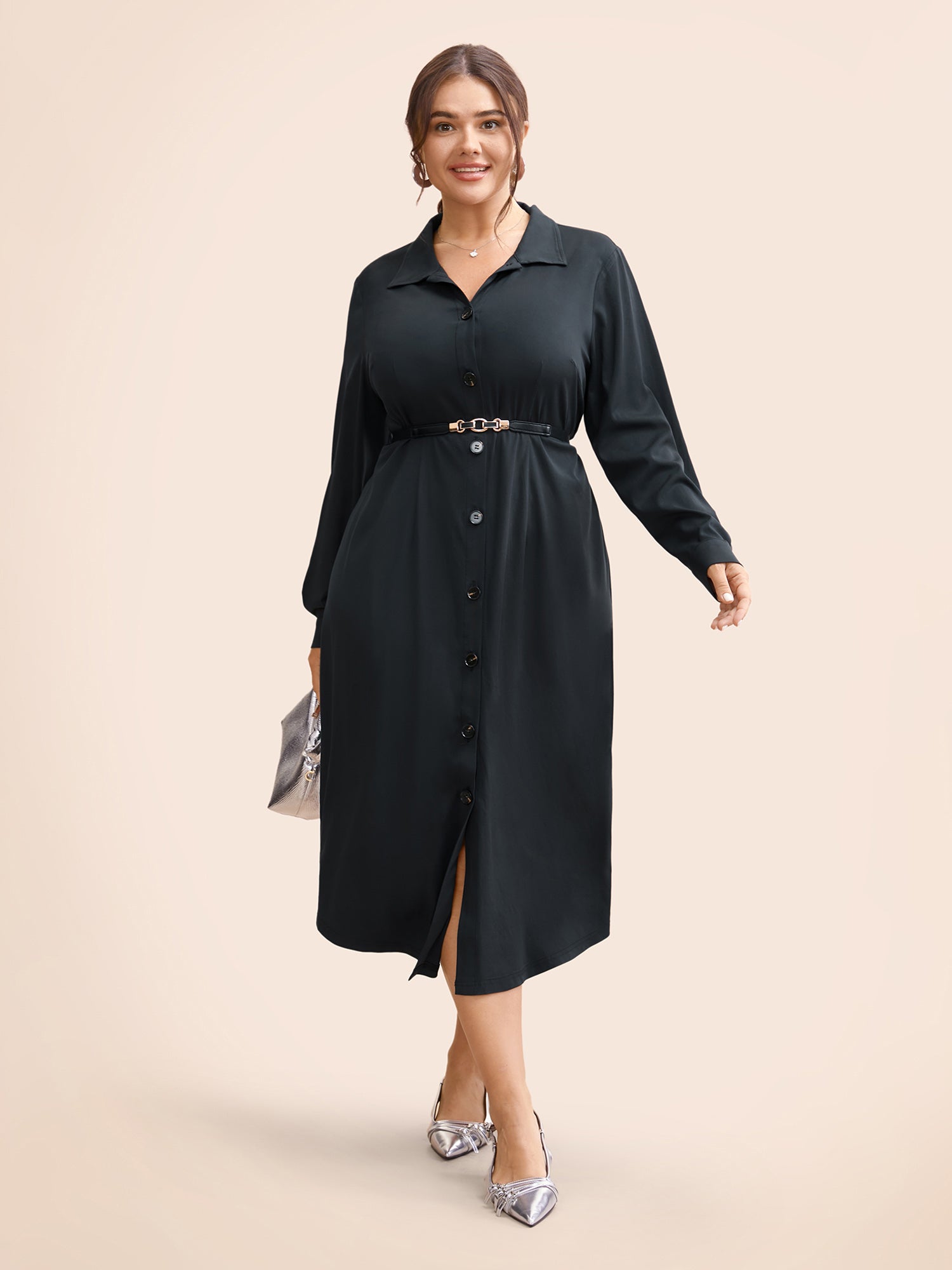 Stretch Woven Structured Midi Dress