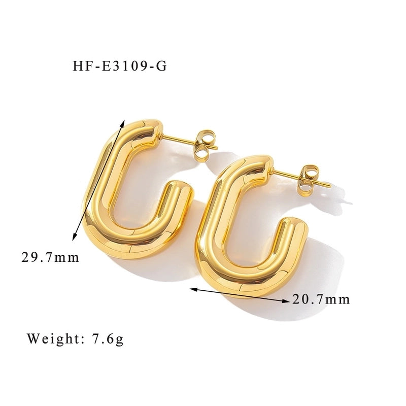 1 Pair Minimalist Classic Style U Shape Heart Shape Plating 316L Stainless Steel  Ear Studs