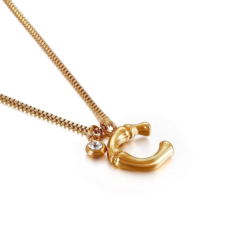 Titanium Steel 18K Gold Plated Minimalist Commute Patchwork Letter Necklace