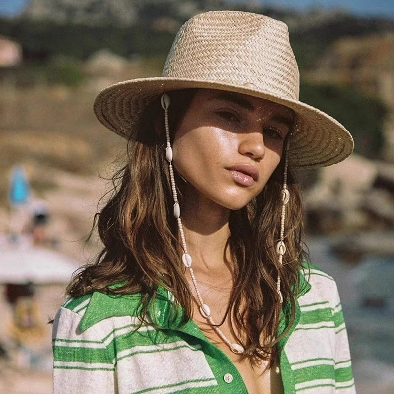 Unisex Basic Cowboy Style Classic Style Shell Big Eaves Sun Hat Straw Hat