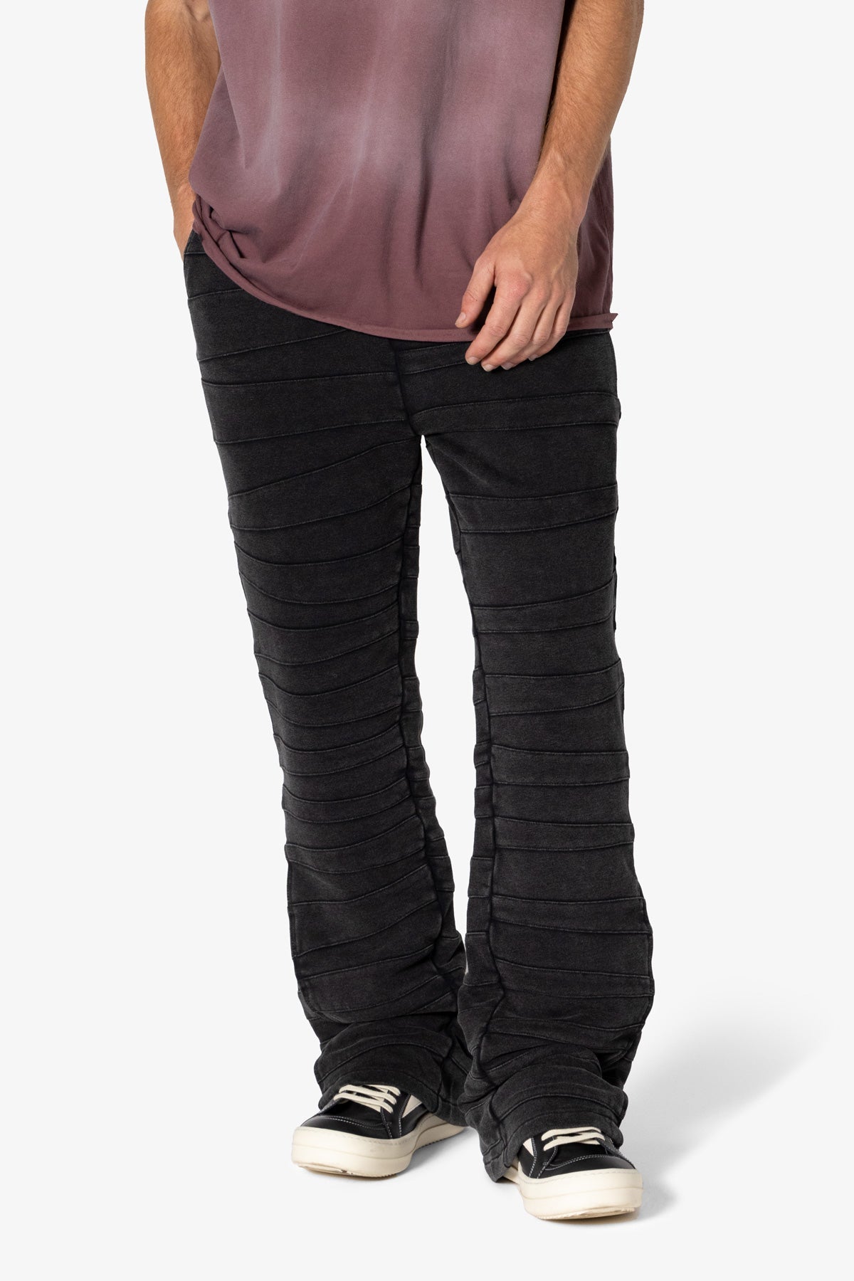 Crease Panel Sweatpants - Washed Black