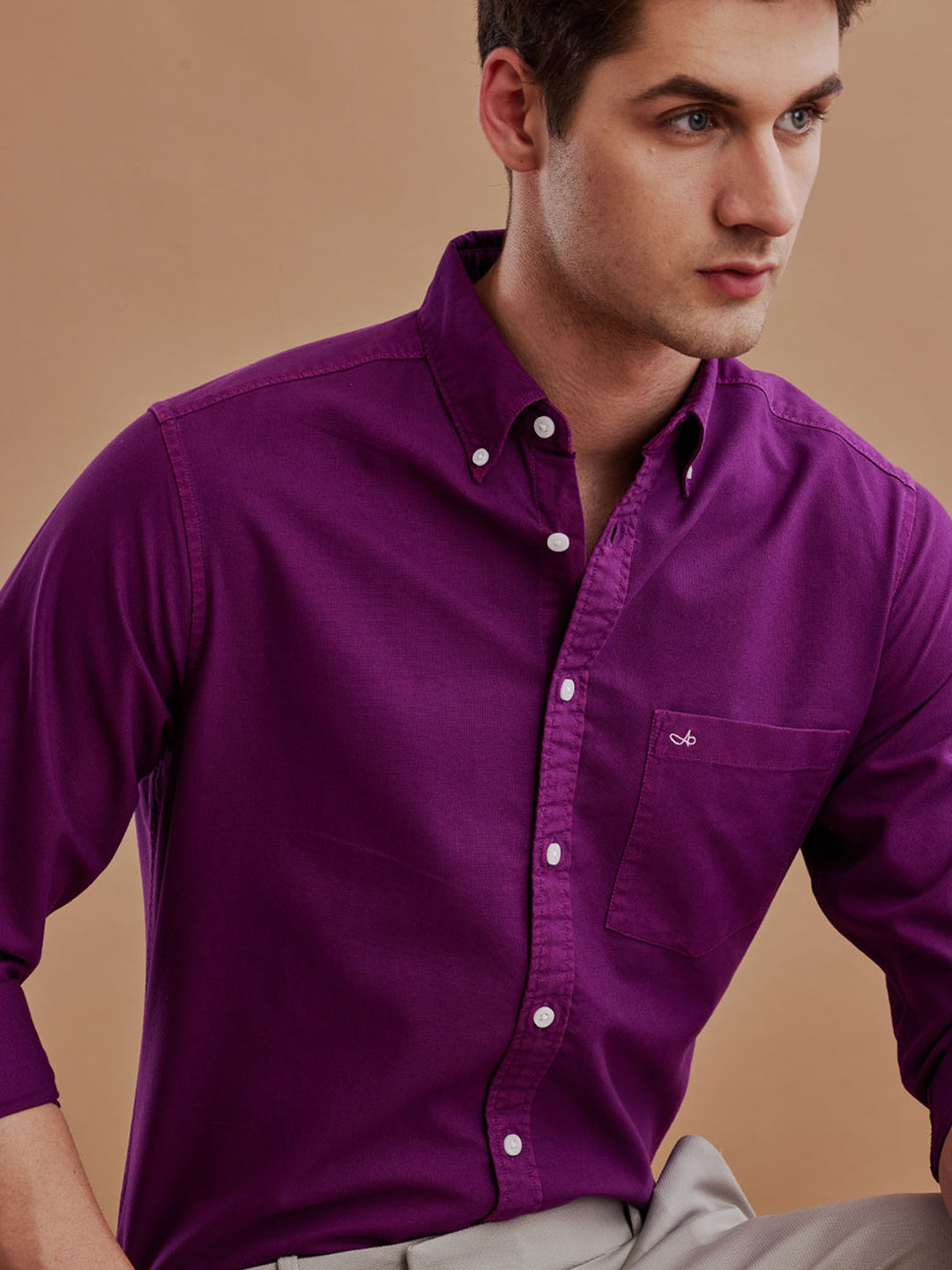 Men Oxford Magenta Casual Shirt (GIPAL)