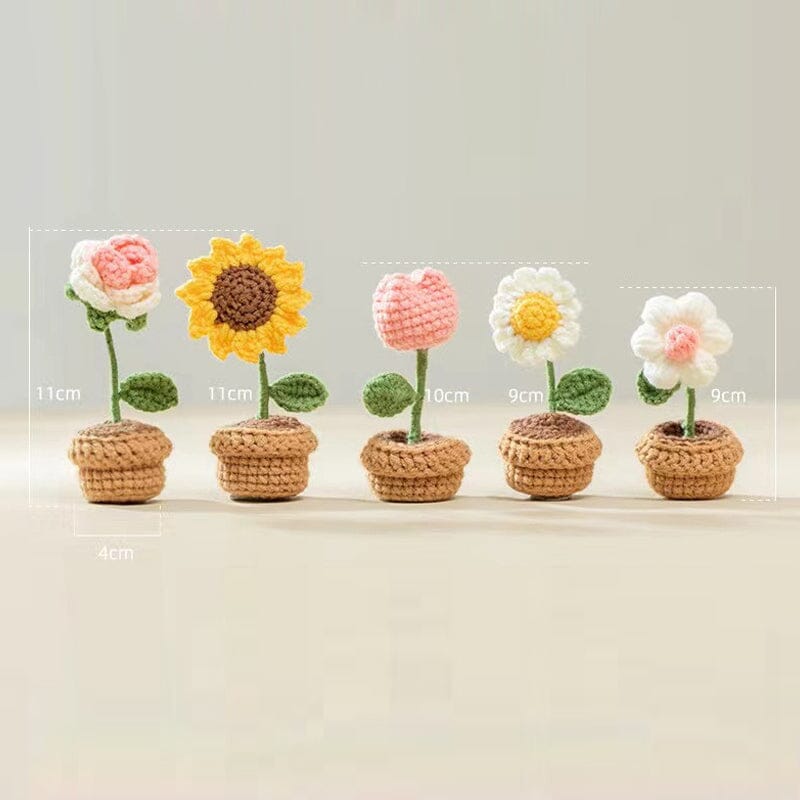 Handmade knitted flowers