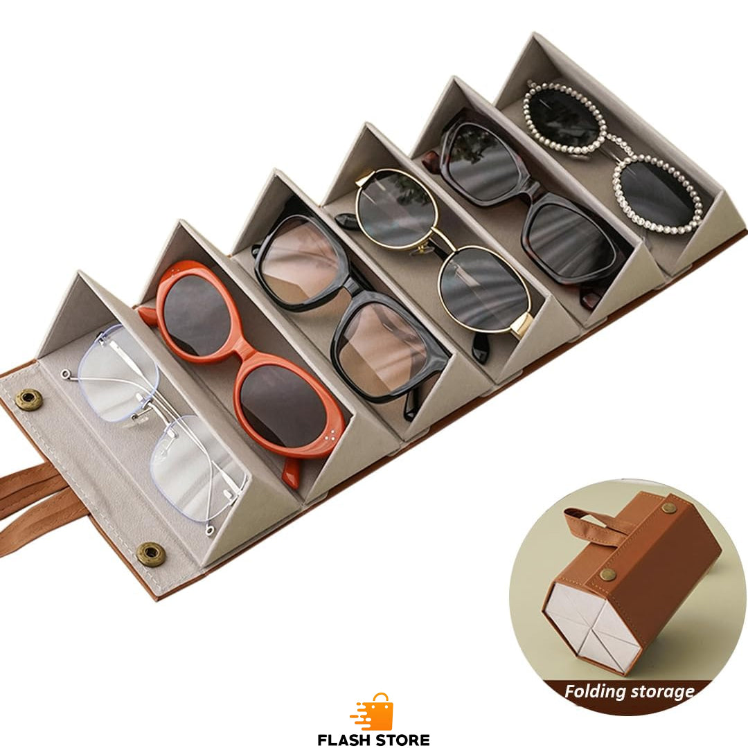 Portable Leather Glasses Organizer Case