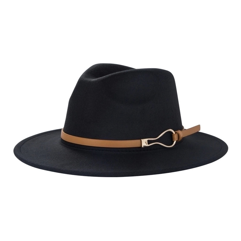 Retro Woolen Hats Men's Belt Hat Simple Big Brim Jazz Hat