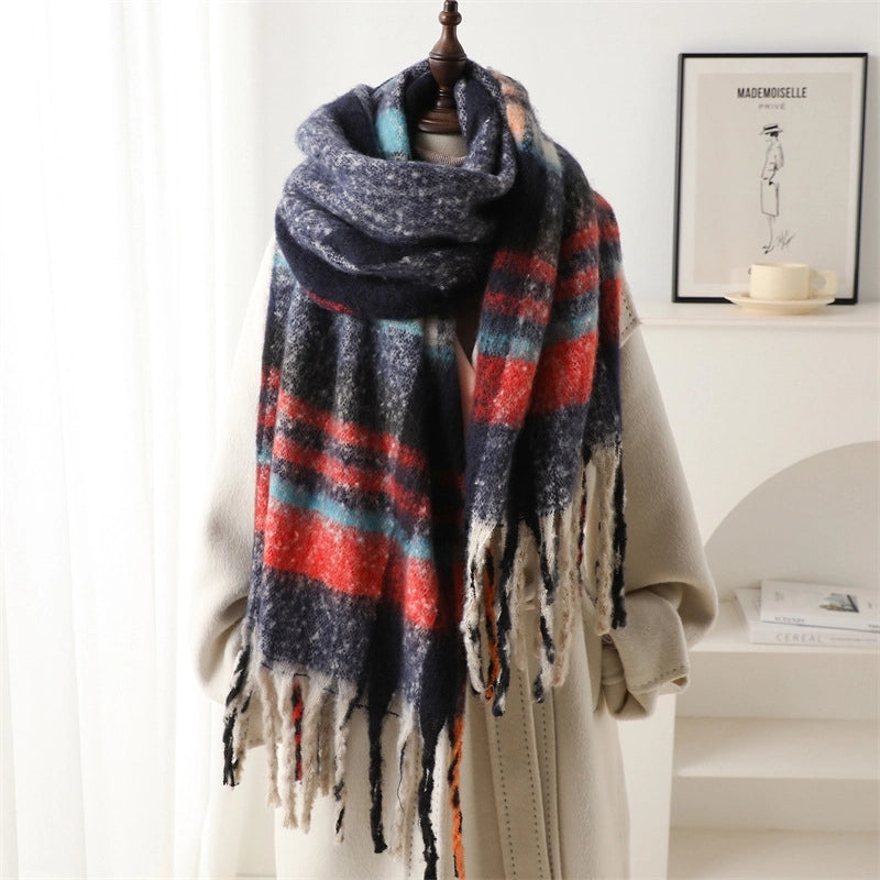 Women's Business Basic Streetwear Plaid Polyester Tassel Scarf