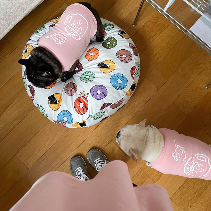 Pink Matching T-Shirts and Puppy Vest Set for Dog and Owner