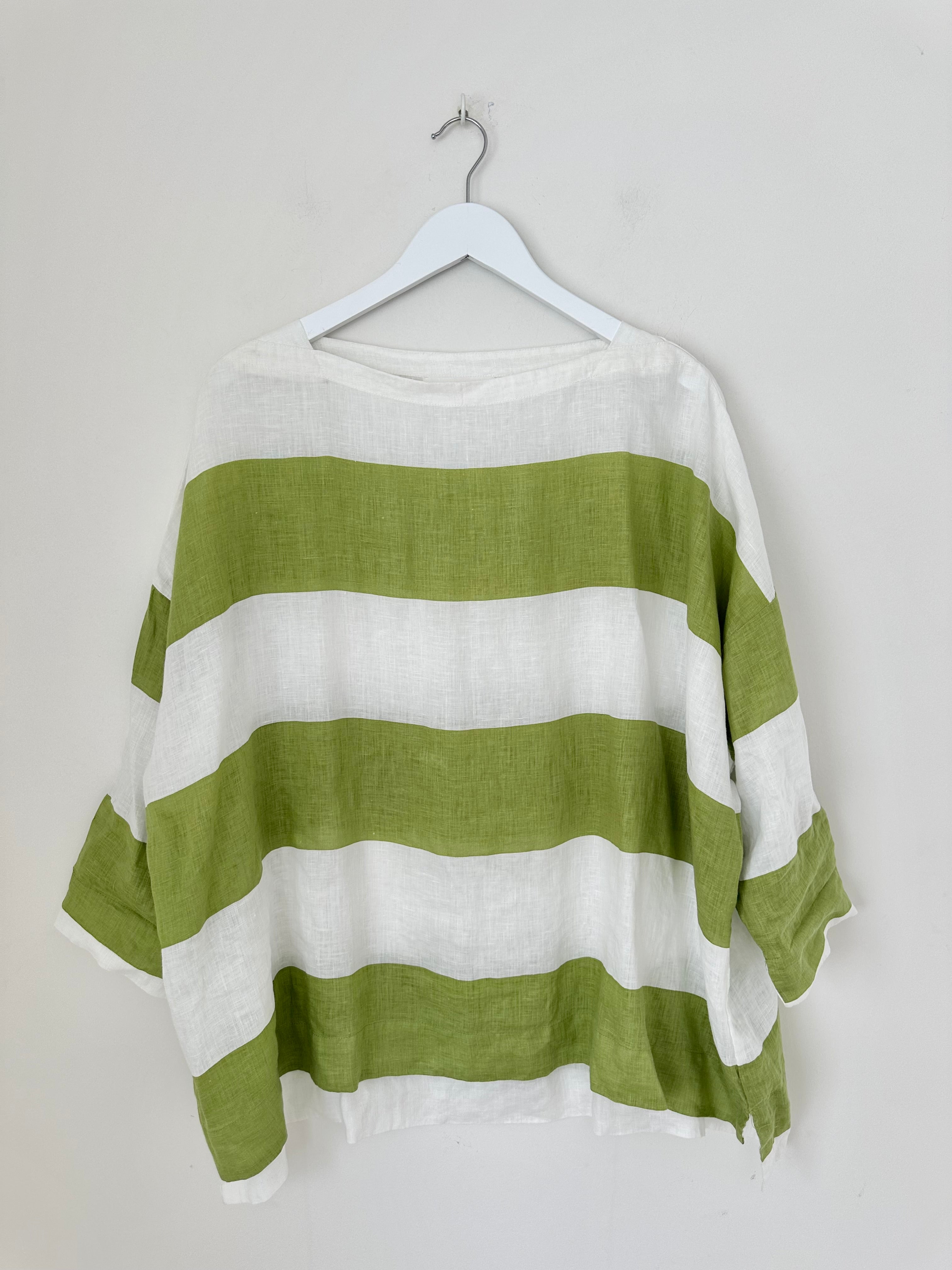 avril top - big avocado stripe linen