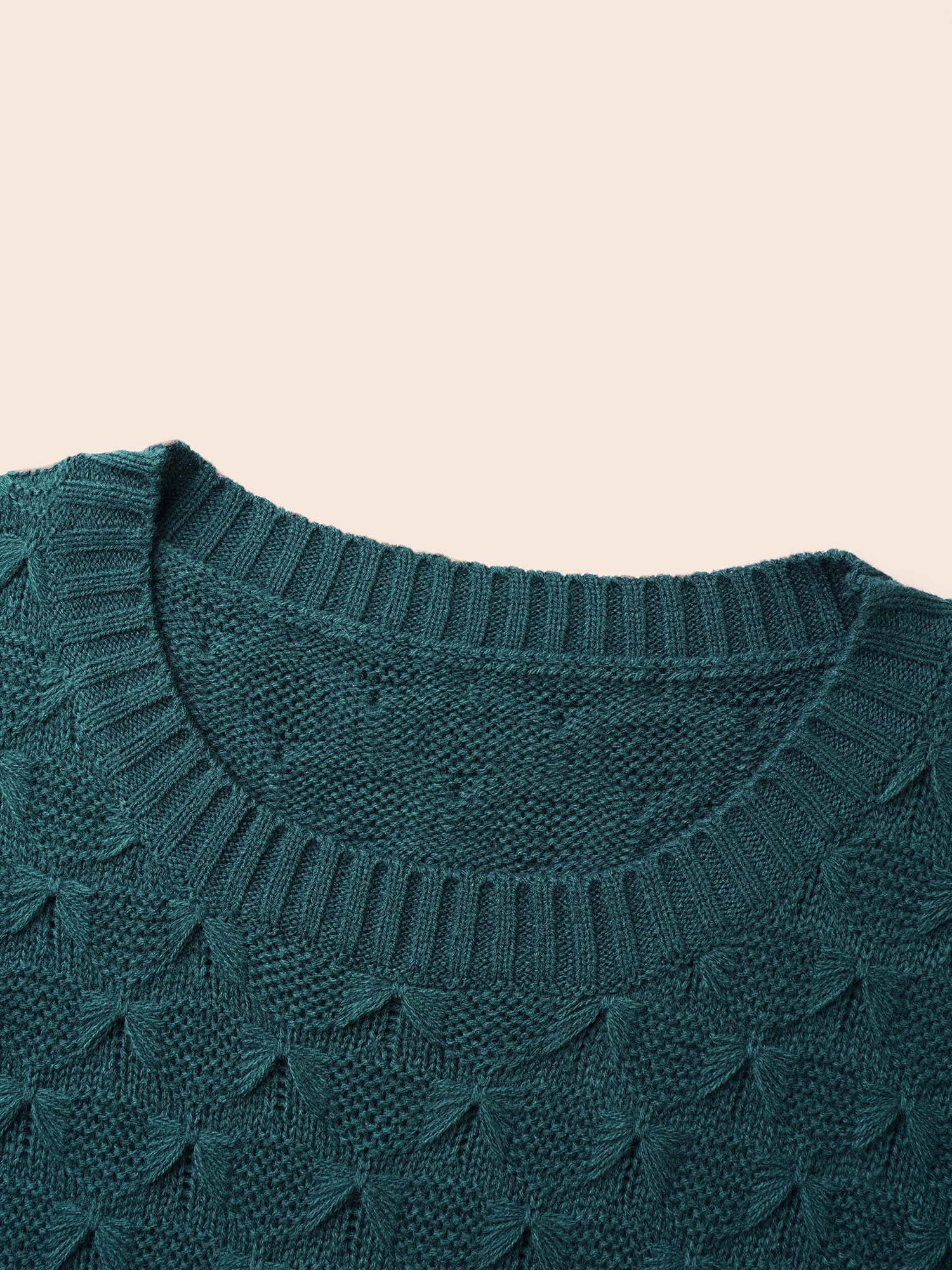 Fish Scale Texture Drop Shoulder Pullover