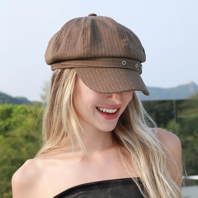 Women's Adults Minimalist Commute Solid Color Curved Eaves Newsboy Cap