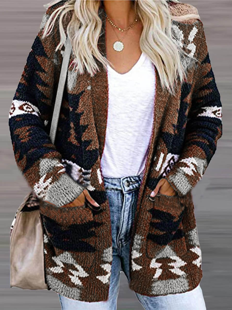 Casual Work Print Printing V Neck Cardigans(6 Colors)