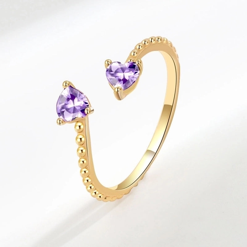 Fashion Heart Shape Copper Plating Inlay Zircon Open Ring 1 Piece
