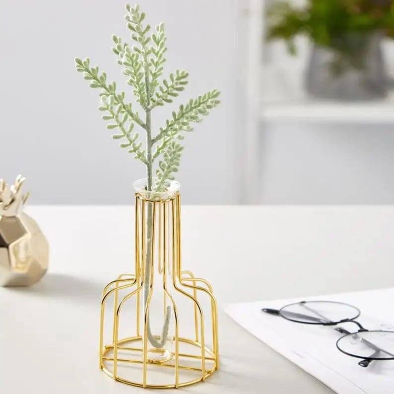 Bud Metal Test Tube Vase Small - Gold