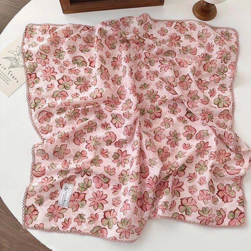 Women's Elegant Sweet Printing Cotton And Linen Silk Scarf