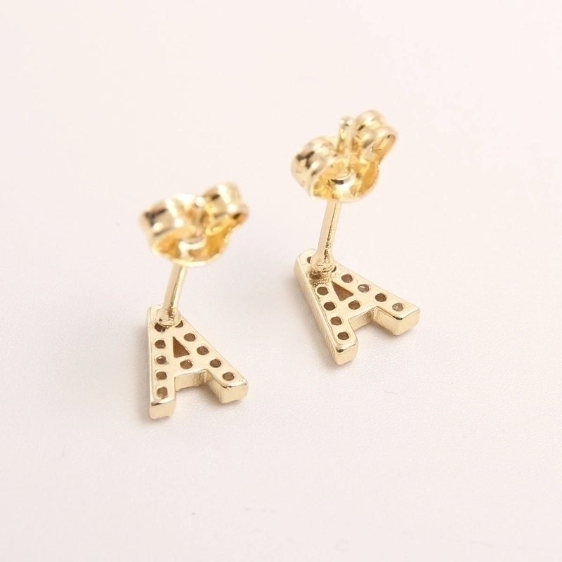 1 Pair Fashion Letter Inlay Copper Zircon Gold Plated Ear Studs