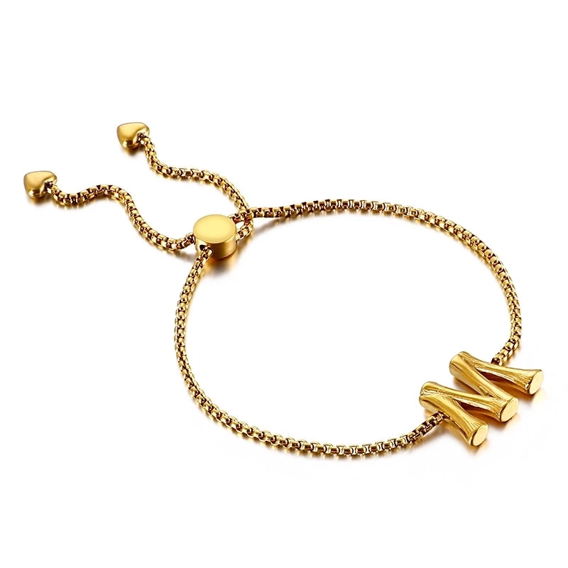 Casual Minimalist Letter Heart Shape Stainless Steel 18K Gold Plated Bracelets In Bulk