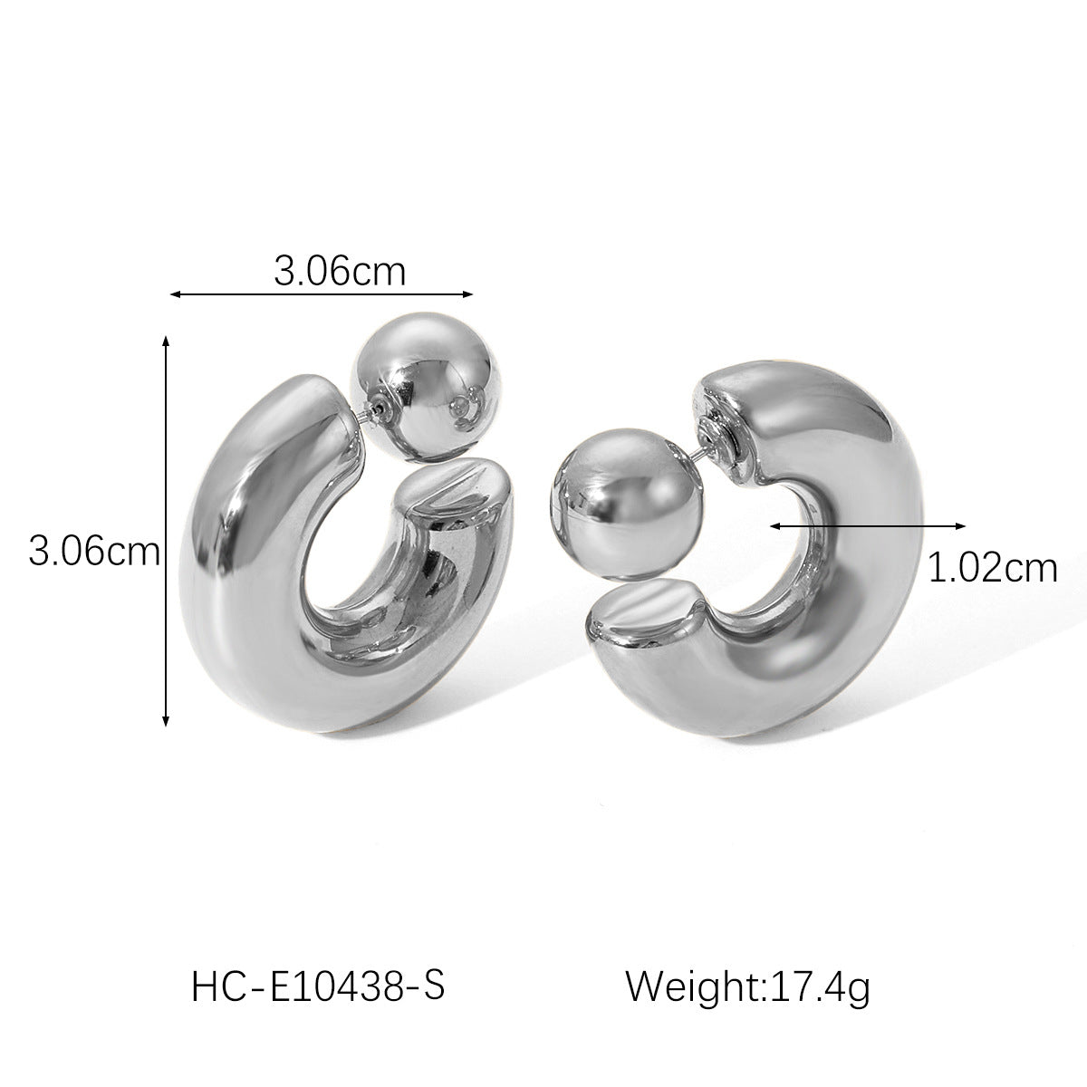 Insc-Shaped Stainless Steel Hollow Earrings For Women Niche Design Spherical Titanium Steel Earrings