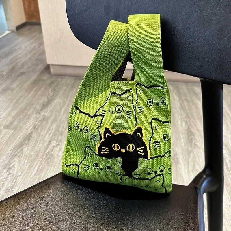 Women's Medium Polyester Cat Cute Open Handbag