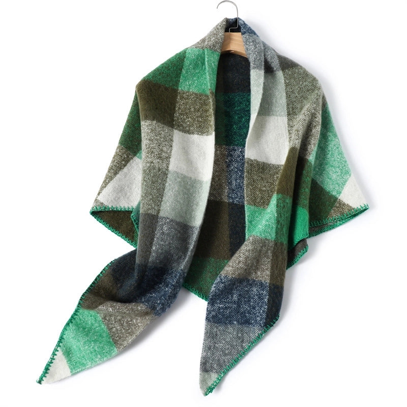 Unisex Vintage Style Lattice Imitation Cashmere Polyester Scarf