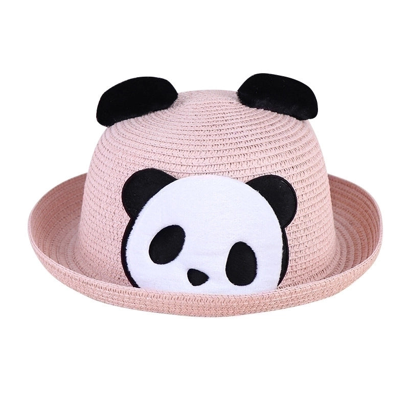 Women's Cute Minimalist Panda Crimping Straw Hat