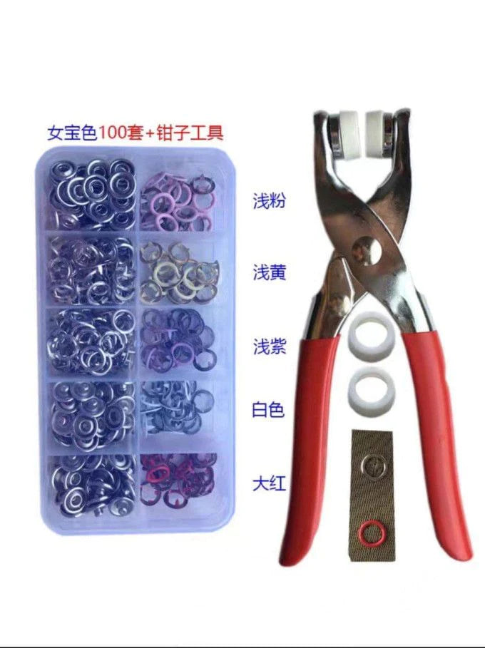 METAL SNAP BUTTONS WITH FASTENER PLIERS TOOL KIT