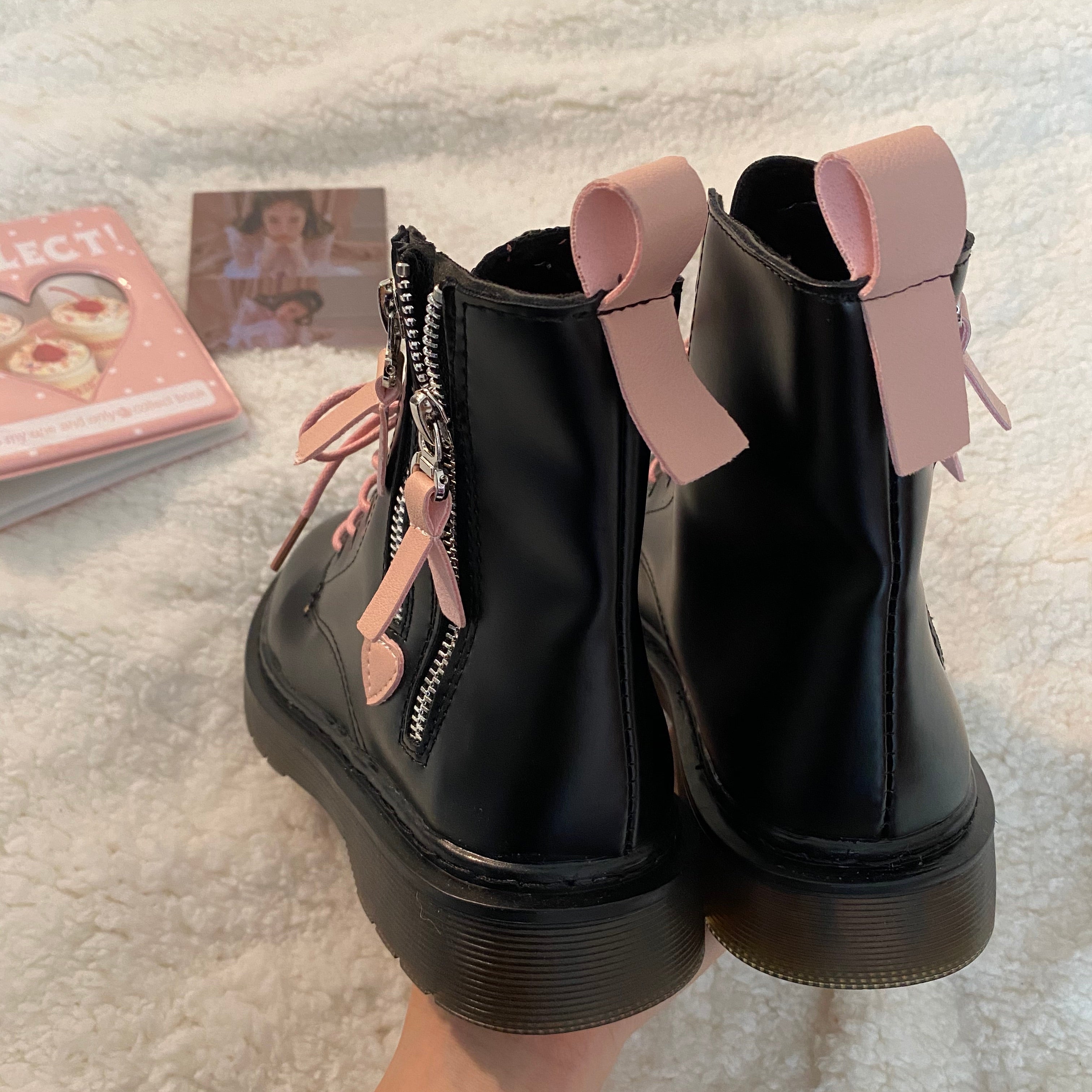 Black + Pink Martin Boots KF6912