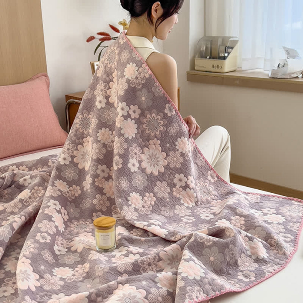 Floral Cotton Gauze Blanket