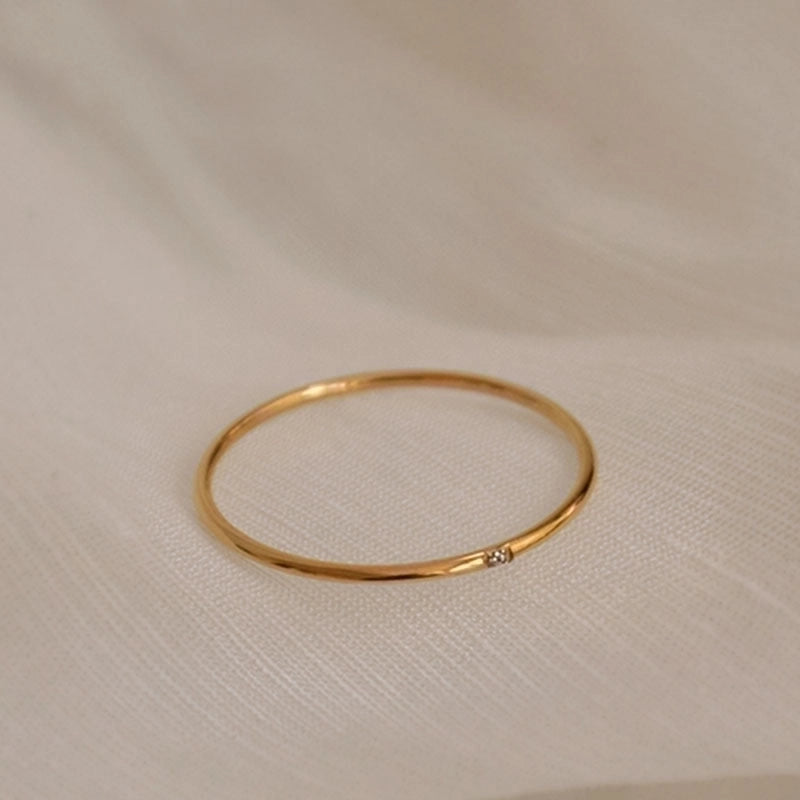 Minimalist Circle Titanium Steel Plating Rhinestones Rings