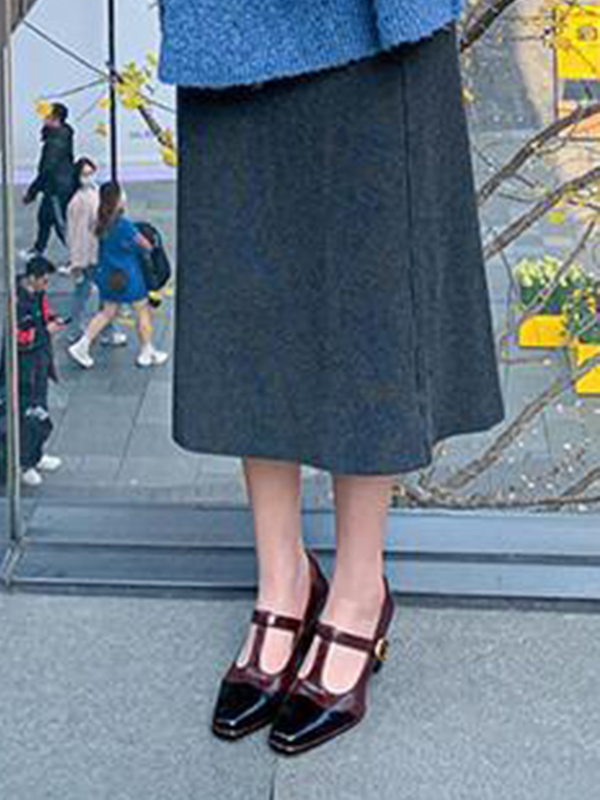 Hollow Split-Joint Square-Toe Pumps